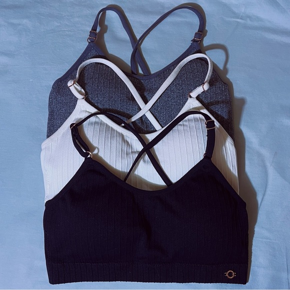 Danskin Small Women's Ribbed Bralette Set - Black, White, Gray - Picture 1 of 7